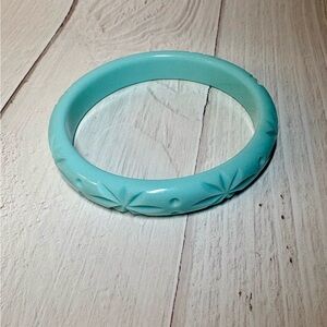 Baby Blue Heavy Carve Bangle by Splendette Duchess Size